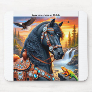 Western Friesian Horse Mouse Mat