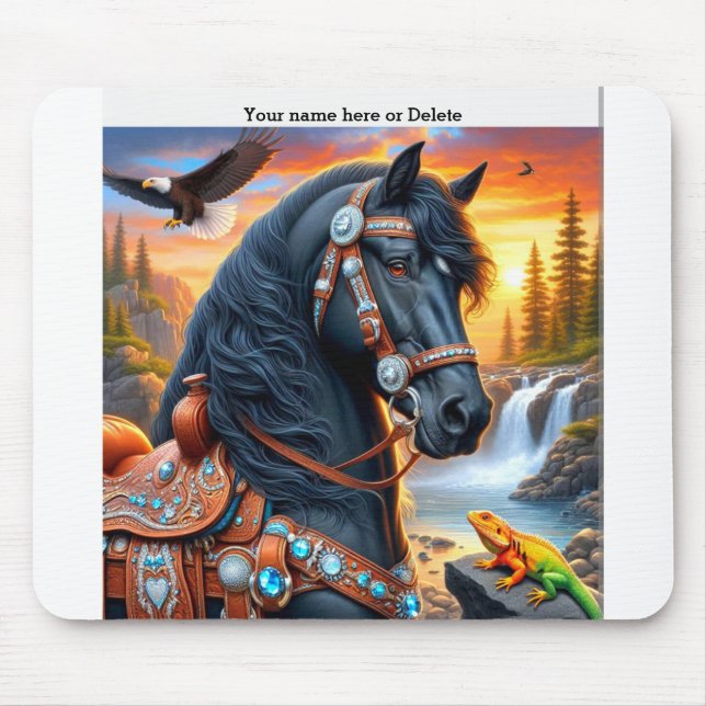 Western Friesian Horse Mouse Mat (Front)