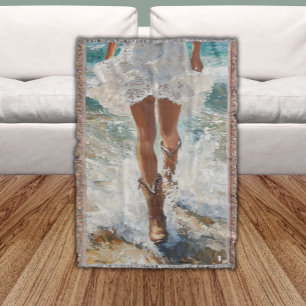 Western Fringe Throw Blanket Cowgirl Beach 