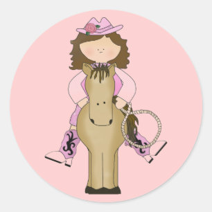 Western Fun Cowgirl, Horse, Rope Stickers