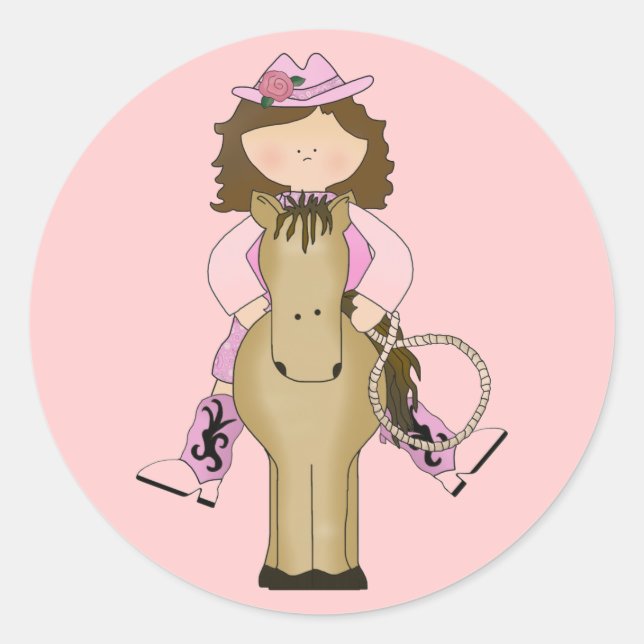 Western Fun Cowgirl, Horse, Rope Stickers (Front)