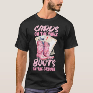 Western Gambling Casino Boots Playing Cards Pink P T-Shirt