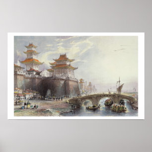 Western Gate of Peking, c.1850 (colour litho) Poster