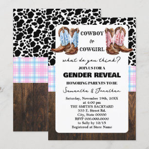 Western Gender Reveal Shower Country Boots  Invitation