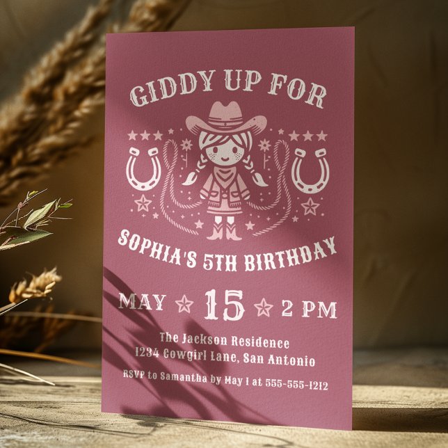 Western Giddy Up Pink Cowgirl Birthday  Invitation (Creator Uploaded)