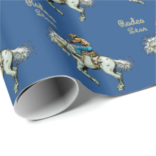 Western Gift Wrapping Paper Rodeo Bronc Rider