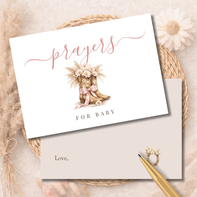 Western Girl Baby Shower Activity Prayers For Baby Thank You Card (Creator Uploaded)