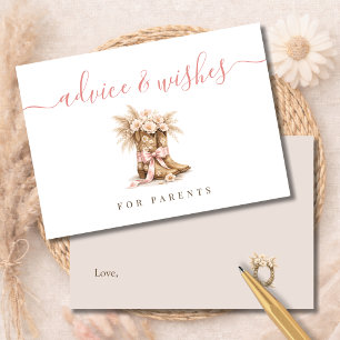 Western Girl Baby Shower Advice Wishes for Parents Thank You Card