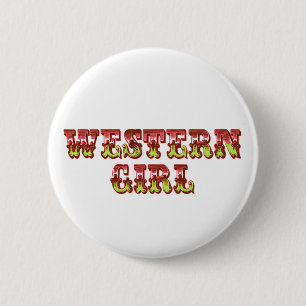 Western Girl Cowgirl Pink & Green Wild West 6 Cm Round Badge