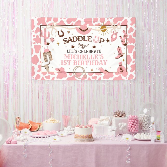 Western Girl First Rodeo Pink Birthday Banner (Party)