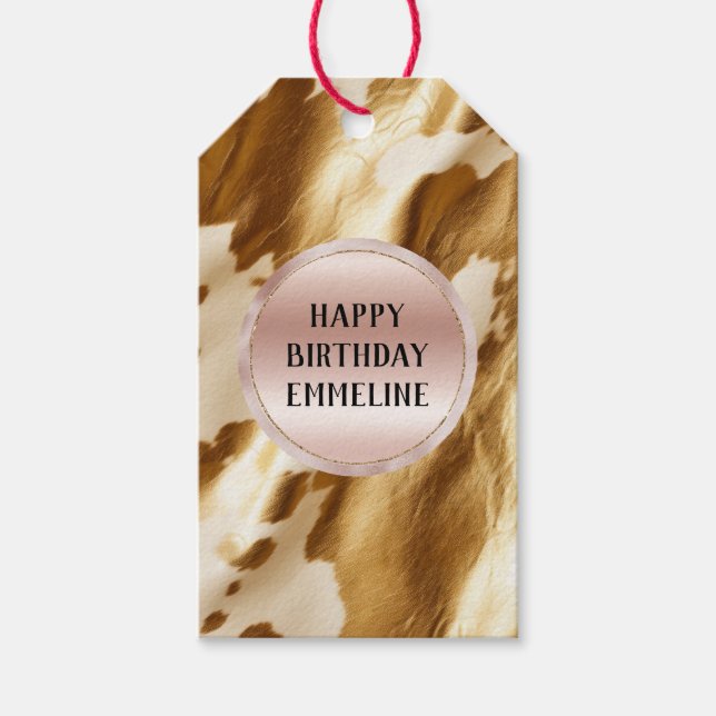 Western Gold Cream Cowhide Gift Tags (Front)