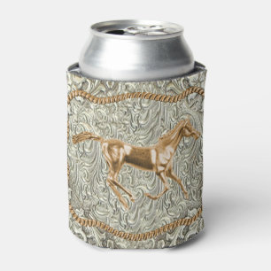 Western Gold Horse Belt Buckle Can Cooler