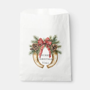 Western Gold Horse Shoe Christmas Pine Cones Favour Bags