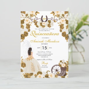 Western Gold Ivory Charro Cowgirl Quinceañera Invitation
