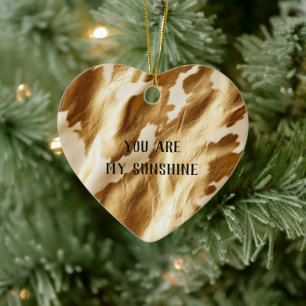 Western Gold White Cream Cowhide Ceramic Tree Decoration