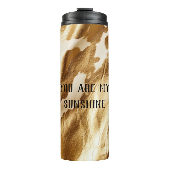 Western Gold White Cream Cowhide Thermal Tumbler (Front)