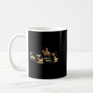 Western Golden Retriever Herding Horses Farm Coffee Mug