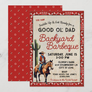 Western Good Ol' Dad Barbeque Invitation