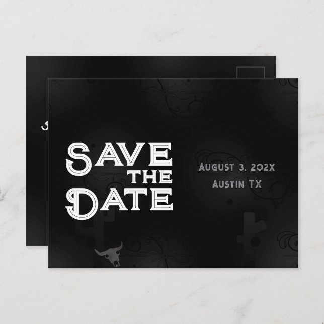 Western Gothic Save the Date Postcard (Front/Back)