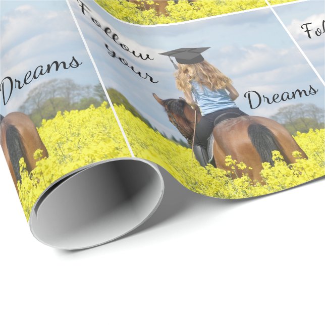 Western Graduation Girl On Horse Wrapping Paper (Roll Corner)
