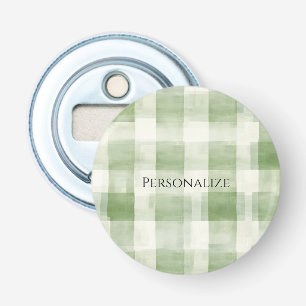 Western Green Cream Plaid Stripes Bottle Opener