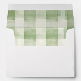 Western Green Cream Plaid Stripes Christmas Envelope