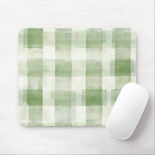 Western Green Cream Plaid Stripes Country   Mouse Mat