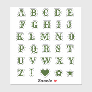 Western Green Letters   Monogram Alphabet Stickers