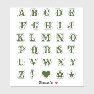 Western Green Letters | Monogram Alphabet Stickers