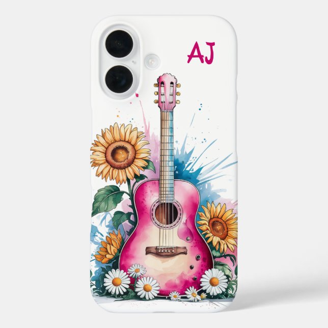 Western Guitar Daisies Sunflowers Personalised Case-Mate iPhone Case (Back)