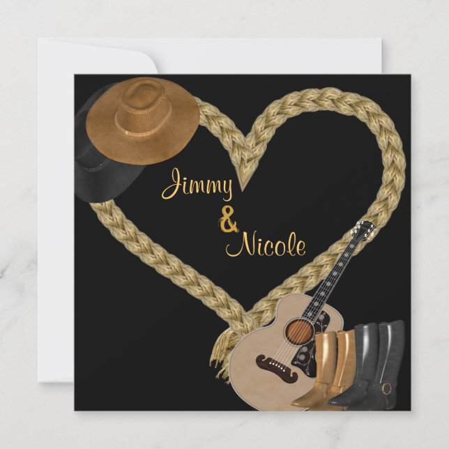 WESTERN  GUITAR WEDDING INVITATION (Front)
