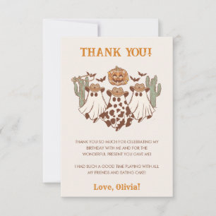 Western Halloween Cowboy Birthday Party Thank You Card