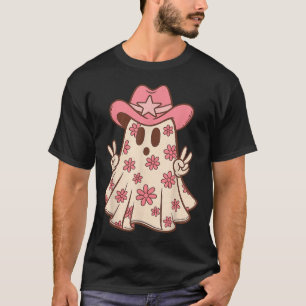Western Halloween Cowboy Cowgirl Ghost Boo Pink  T-Shirt