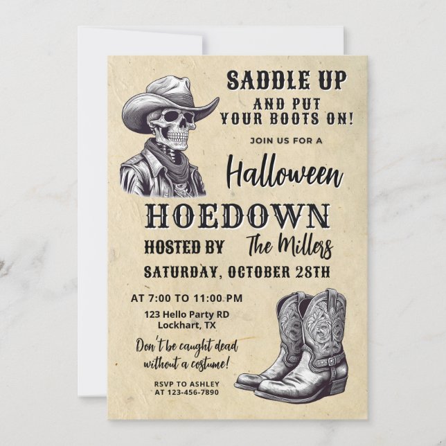 Western Halloween Party, Spooky Cowboy, Hoedown Invitation (Front)
