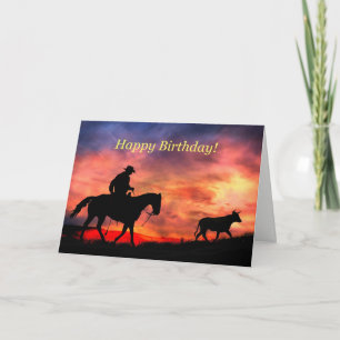 Western Happy Birthday From Across the Miles Card