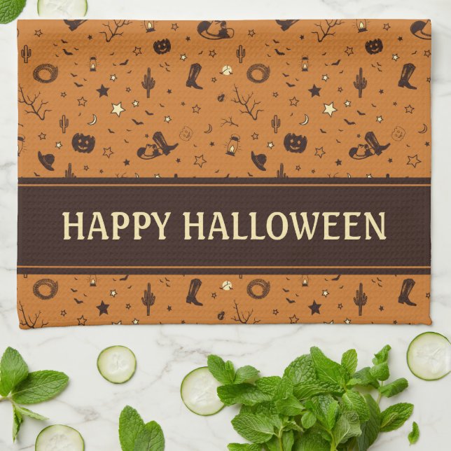 western hat and boots  tea towel (Folded)