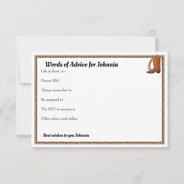Western Hat and Lariat graduate advice  Card (Front)