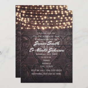 Western Hearts Carved in Wood & Lights Invitations