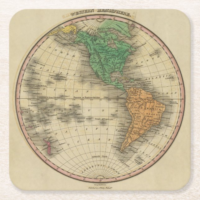 Western Hemisphere 16 Square Paper Coaster (Front)