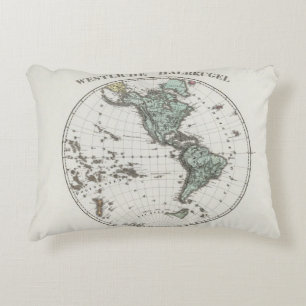 Western Hemisphere Atlas Map Decorative Cushion