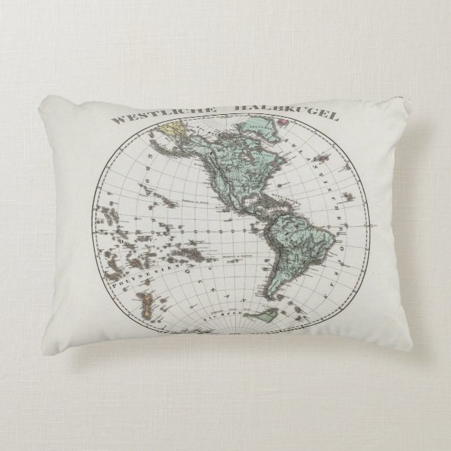 Western Hemisphere Atlas Map Decorative Cushion (Front)