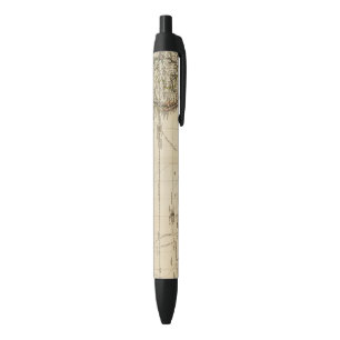 Western Hemisphere Circular Map Black Ink Pen