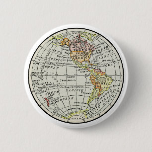 Western Hemisphere Map Globe Travel 6 Cm Round Badge