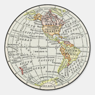 Western Hemisphere Map Globe Travel Classic Round Sticker