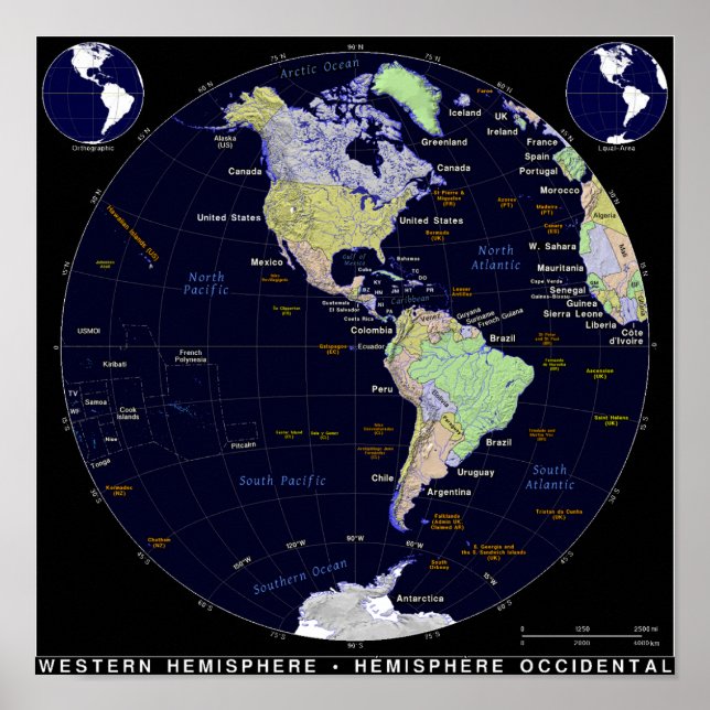 Western Hemisphere Map Poster (Front)