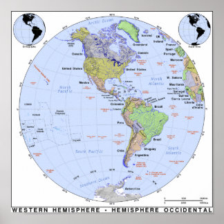 Western Hemisphere Map Poster
