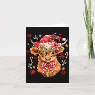 Western Highland Cow Lover Coquette Bow Merry Chri Card