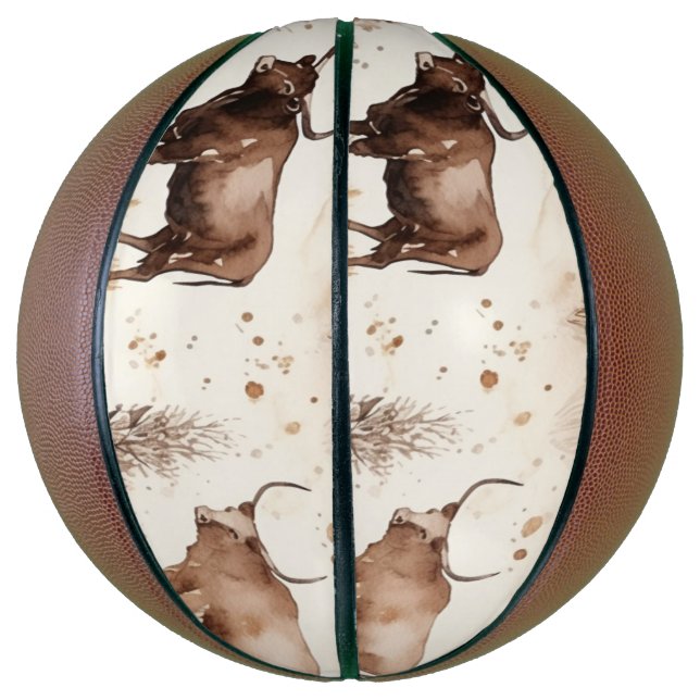 Western Highland Cows Cowboy   Basketball (Vertical)