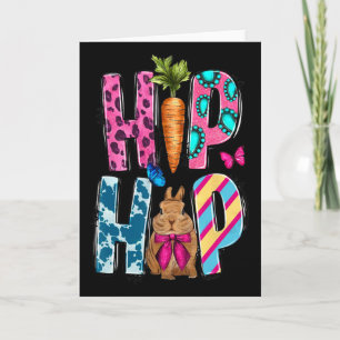 Western Hip Hop Bunny And Carrot Happy Easter Day Card