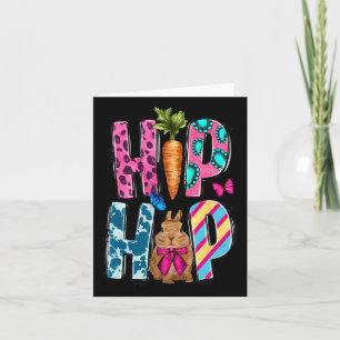 Western Hip Hop Bunny And Carrot Happy Easter Day Card